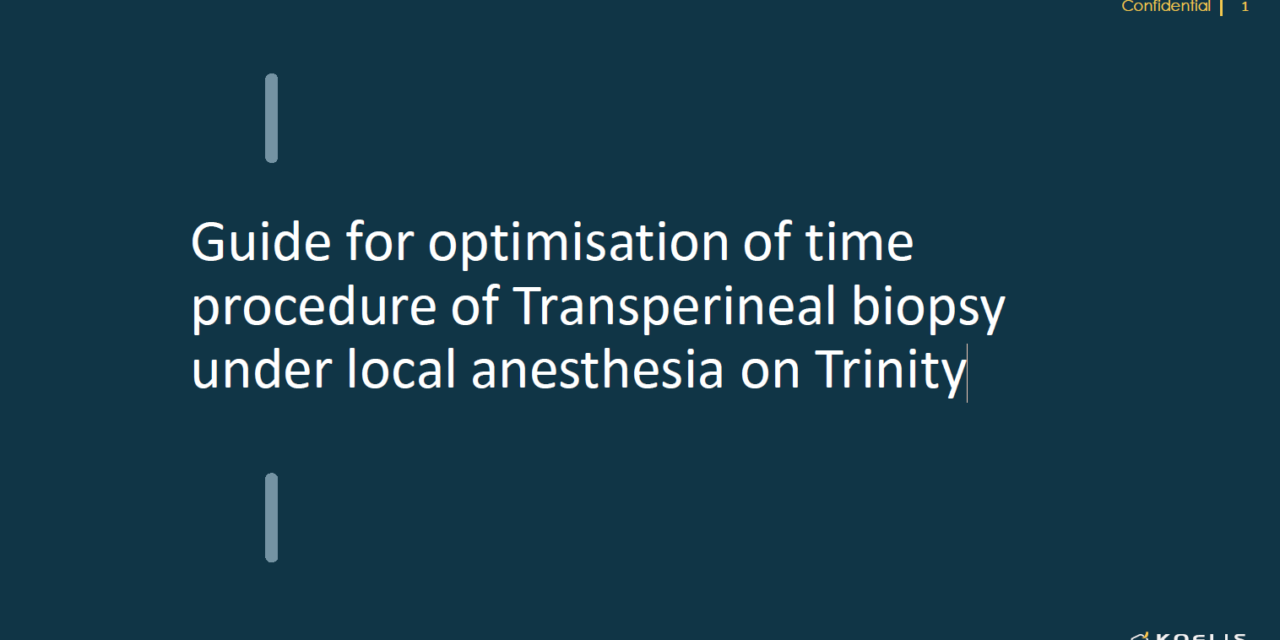 Guide for optimisation of time procedure of Transperineal biopsy underlocal anesthesia on Trinity